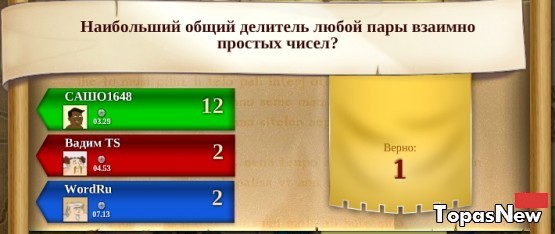 Наибольший общий делитель любой пары взаимно простых чисел?