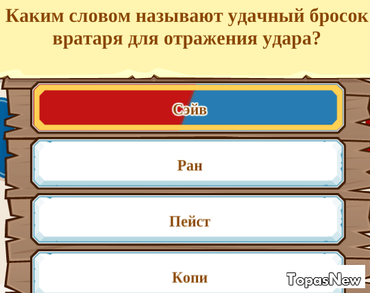 Каким словом называют удачный бросок вратаря для отражения удара?